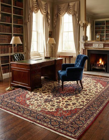 6' 8 x 10' 3 Hand Knotted Qom Persian Rug