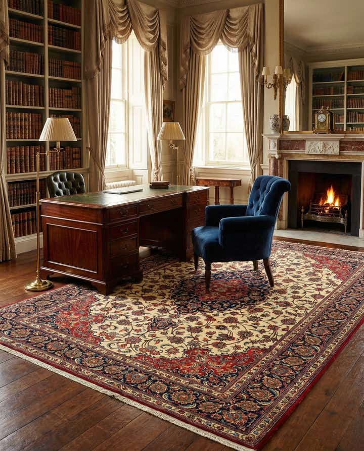 6' 8 x 10' 3 Hand Knotted Qom Persian Rug