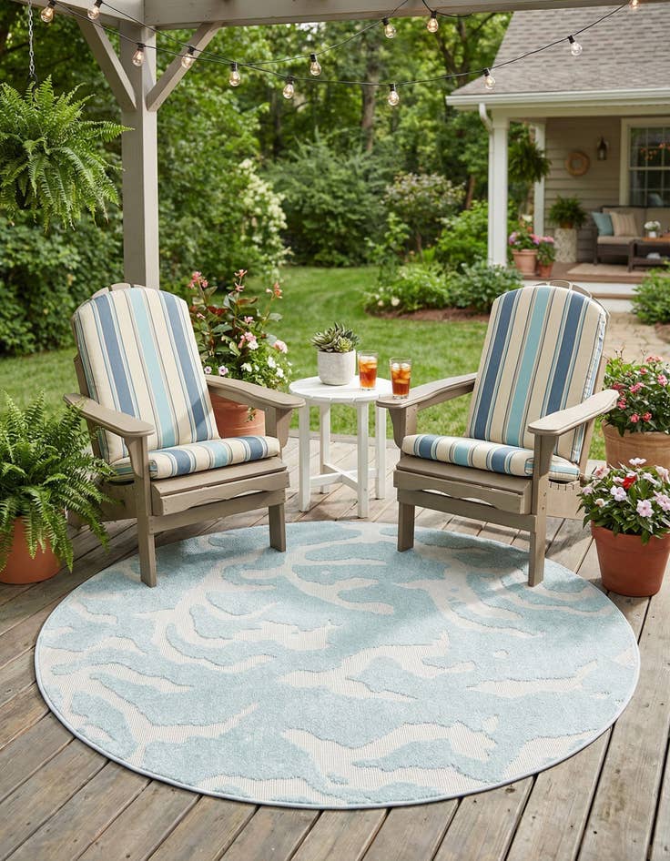 Detail image of 5' x 5'  Washable Sabrina Soto Indoor / Outdoor Round Rug