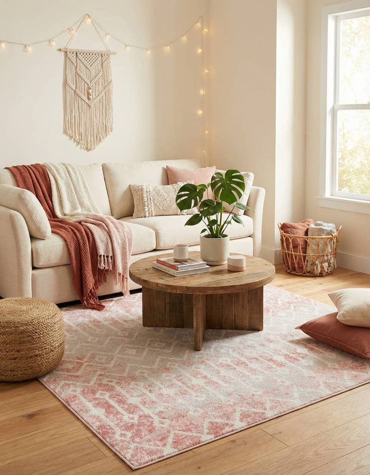 Detail image of  5' 3 x 5' 3 Bohemian Trellis Square Rug