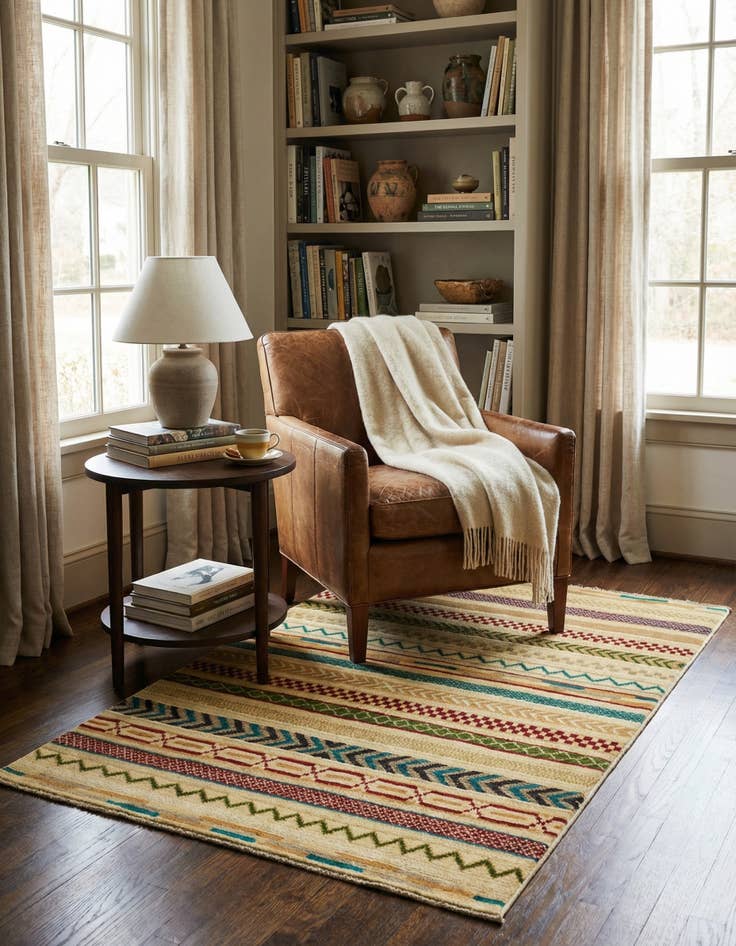 Detail image of 2' 7 x 4' 1  Hand Knotted Modern Ziegler Rug