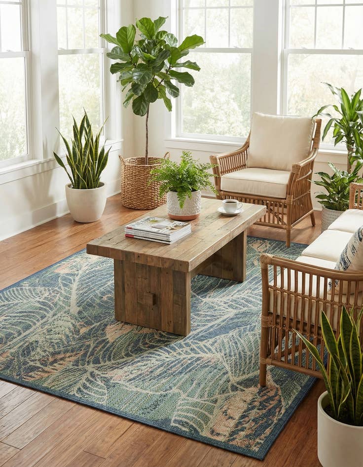 Detail image of 7' 10 x 7' 10  Washable Baja Indoor / Outdoor Square Rug