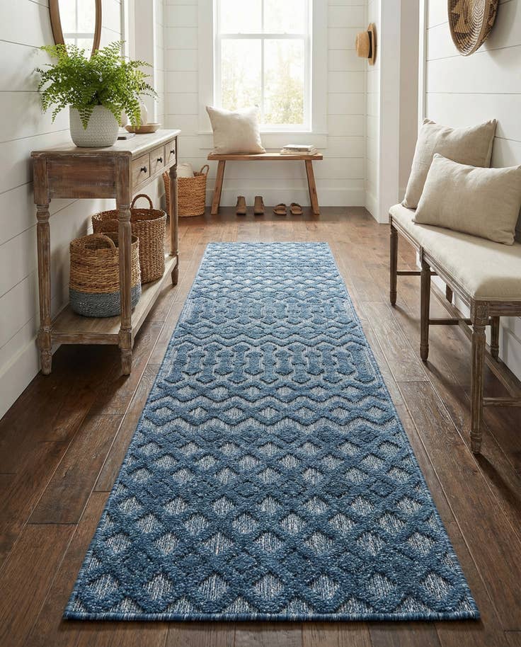 Detail image of 2' x 8' Easy-Clean Trellis Textured Indoor / Outdoor Runner Rug