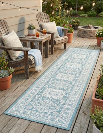 2' 7 x 12' Easy-Clean Aztec Indoor / Outdoor Runner Rug