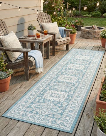 2' 7 x 12' Easy-Clean Aztec Indoor / Outdoor Runner Rug