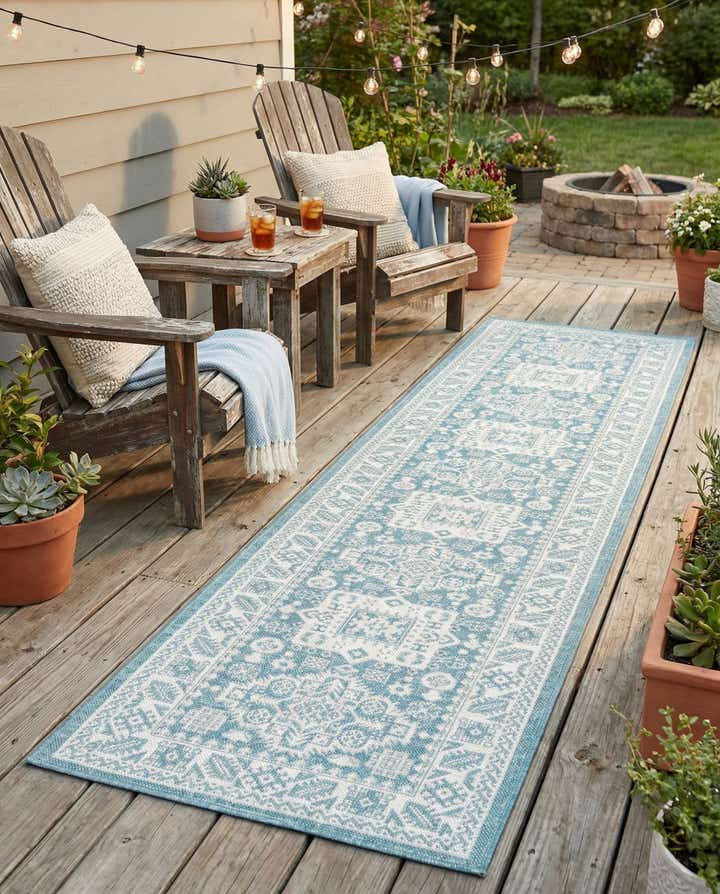 2' 7 x 12' Easy-Clean Aztec Indoor / Outdoor Runner Rug