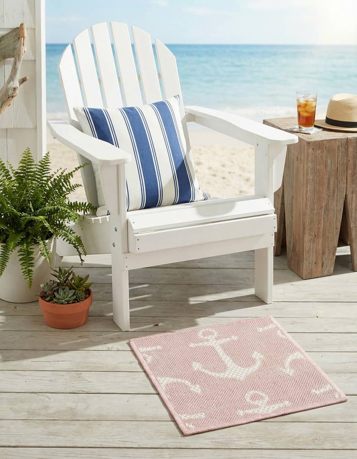 Detail image of 1' 4 x 1' 4  Washable Coastal Indoor / Outdoor Sample Rug
