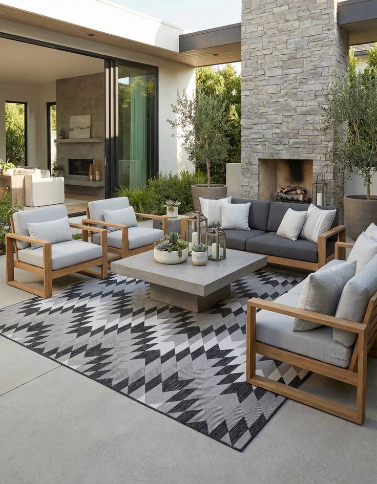 Detail image of 13' x 13'  Washable Modern Indoor / Outdoor Square Rug