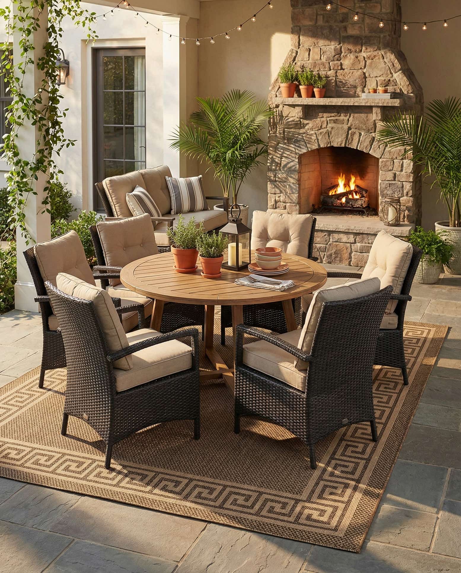 9' x 12' 2 Easy-Clean Border Indoor / Outdoor Rug