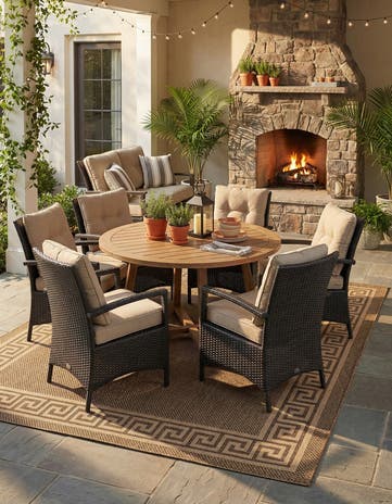 9' x 12' 2 Easy-Clean Border Indoor / Outdoor Rug