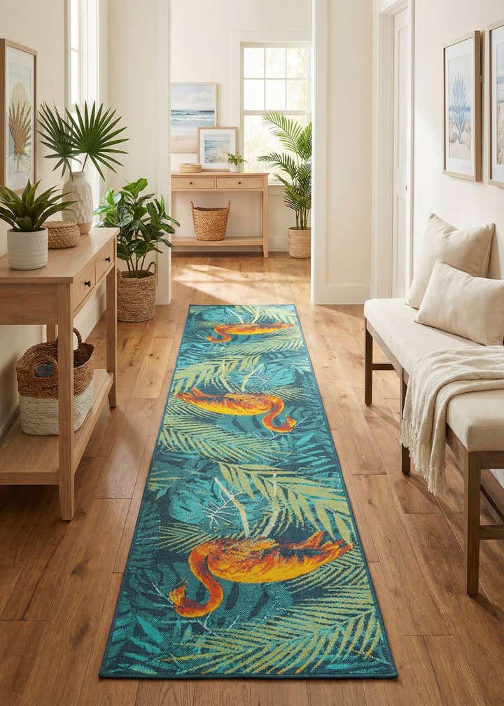 2' 7 x 12' Easy-Clean Coastal Indoor / Outdoor Runner Rug