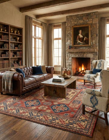 8' 11 x 12' 2 Hand Knotted Kazak Wool Rug