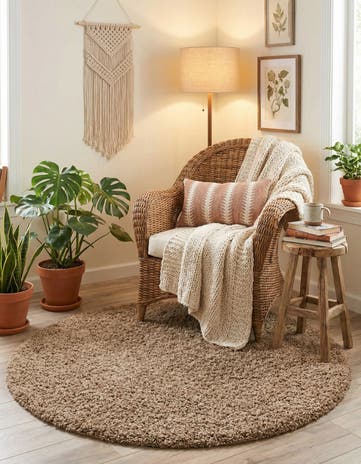 7' x 7' Solid Shag Round Rug