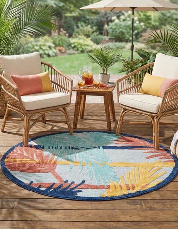 5' 3 x 5' 3 Easy-Clean Belize Indoor / Outdoor Round Rug