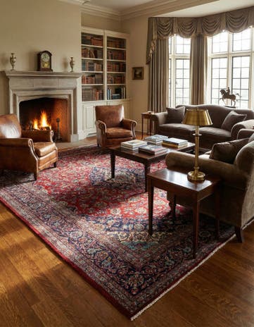 9' 10 x 13' Hand Knotted Mashad Persian Wool Rug