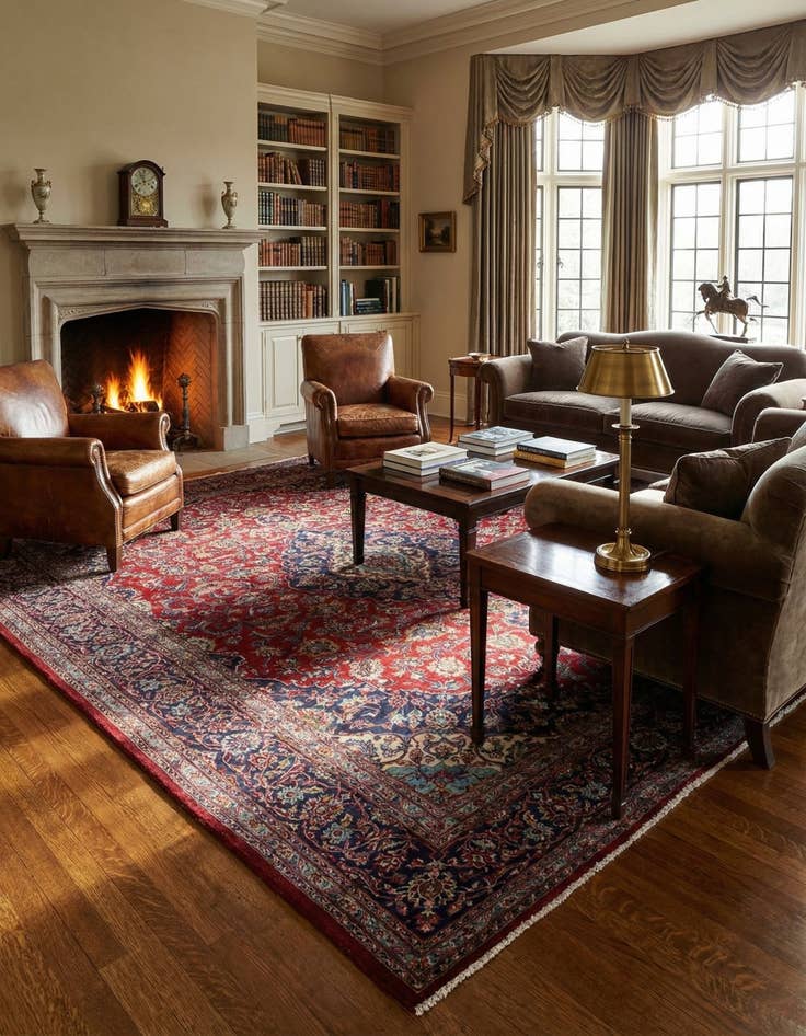 Detail image of 9' 10 x 13'  Hand Knotted Mashad Persian Wool Rug