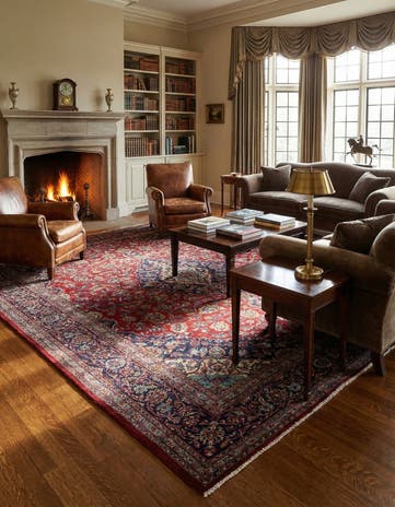 9' 10 x 13' Hand Knotted Mashad Persian Wool Rug