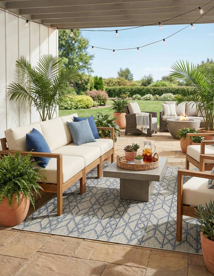 Detail image of 5' 3 x 7' 6  Washable Modern Indoor / Outdoor Rug