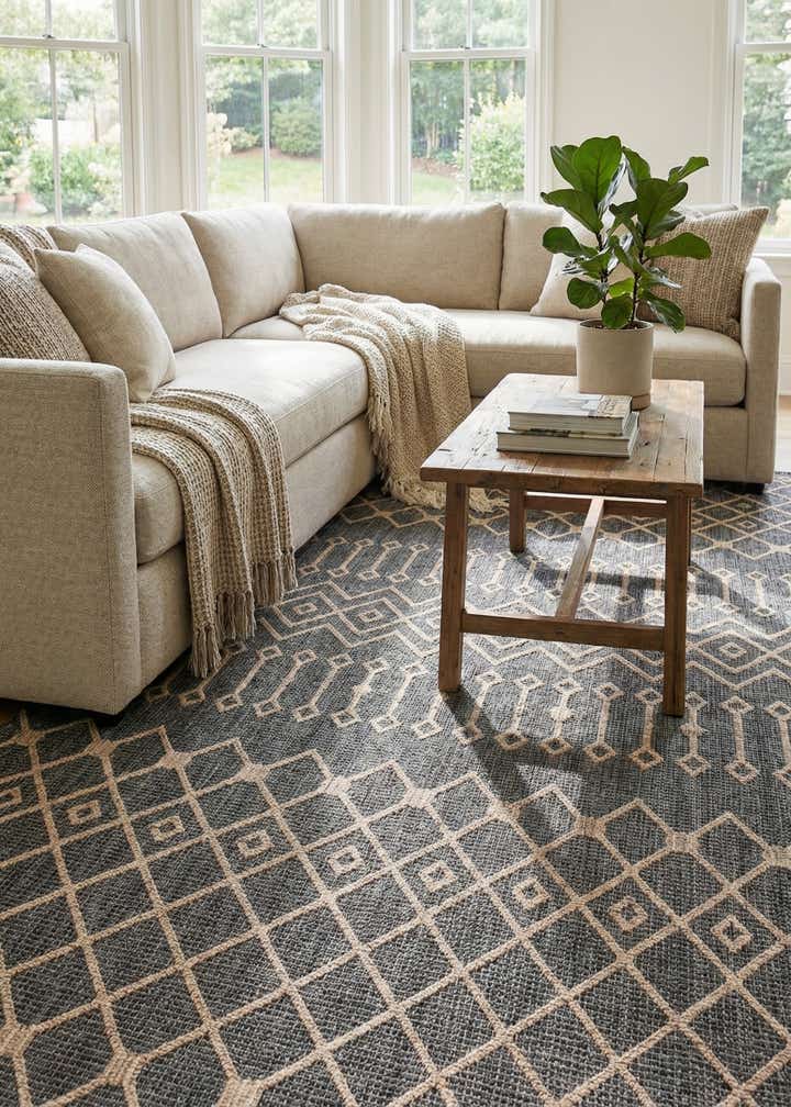 7' 10 x 11' Easy-Clean Trellis Indoor / Outdoor Rug