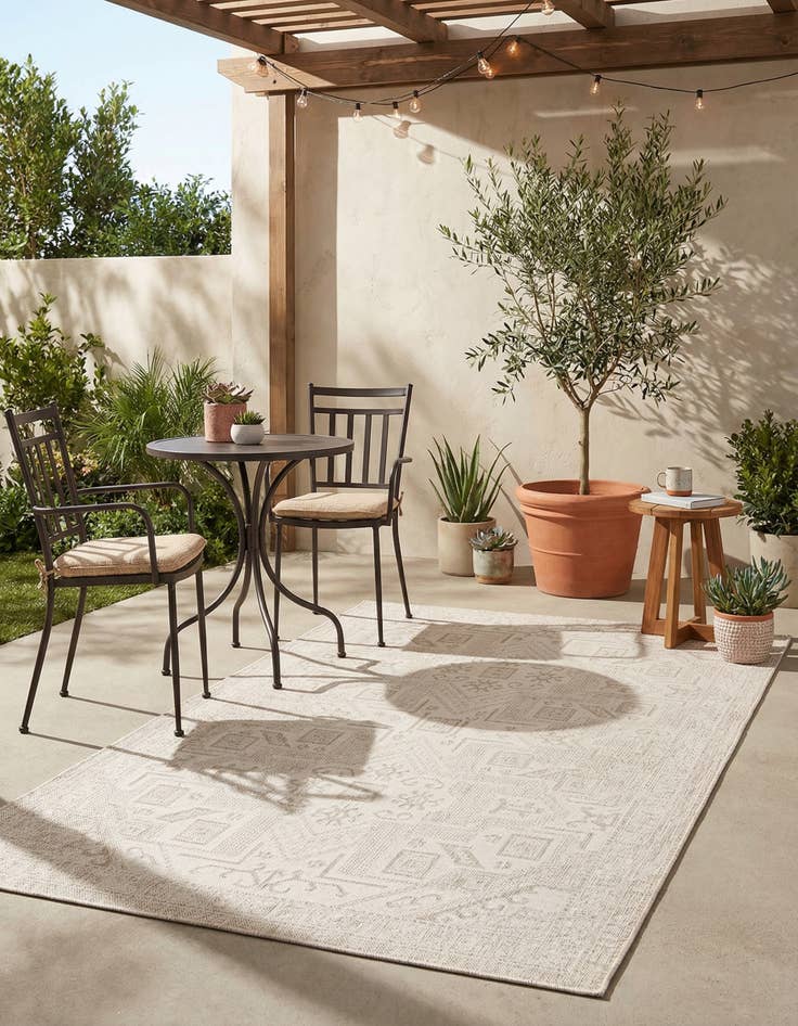 Detail image of 5' 3 x 8'  Washable Aztec Indoor / Outdoor Rug