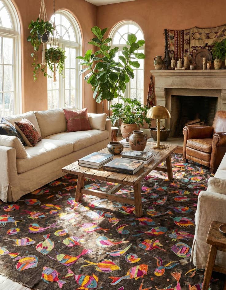 Detail image of 7' x 9' 4  Hand Woven Kilim Suzani Wool Rug