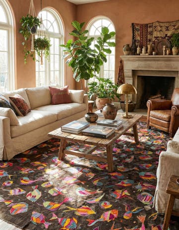 7' x 9' 4 Hand Woven Kilim Suzani Wool Rug