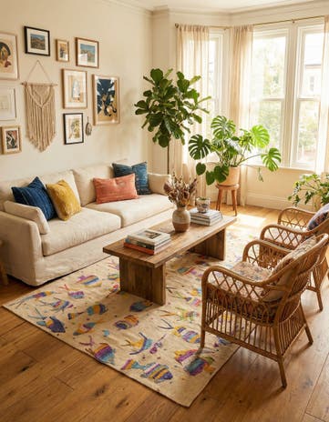 4' 2 x 6' Hand Woven Kilim Suzani Wool Rug