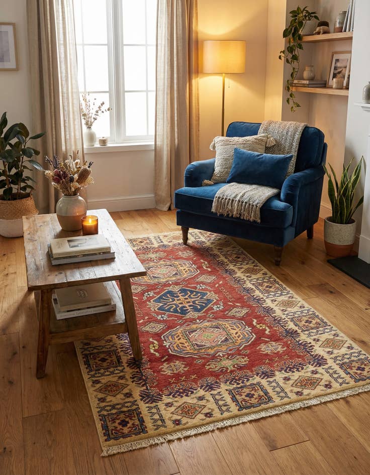 Detail image of 3' 4 x 4' 10  Hand Knotted Kazak Oriental Rug