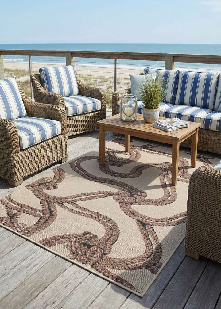 5' 3 x 7' 7 Easy-Clean Coastal Indoor / Outdoor Rug