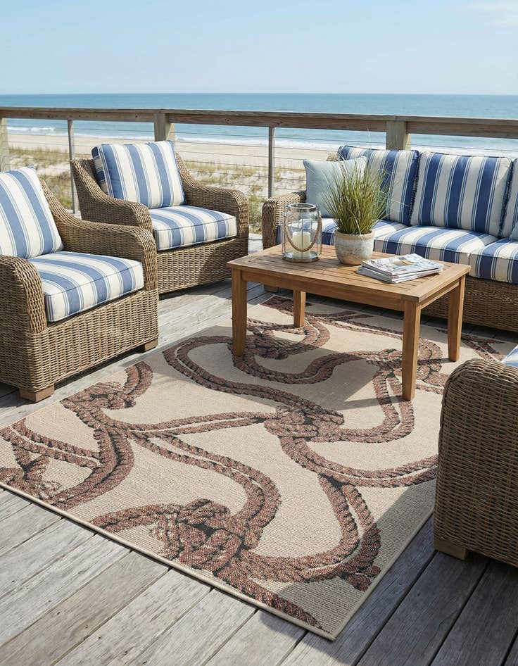 Detail image of 5' 3 x 7' 7  Washable Coastal Indoor / Outdoor Rug
