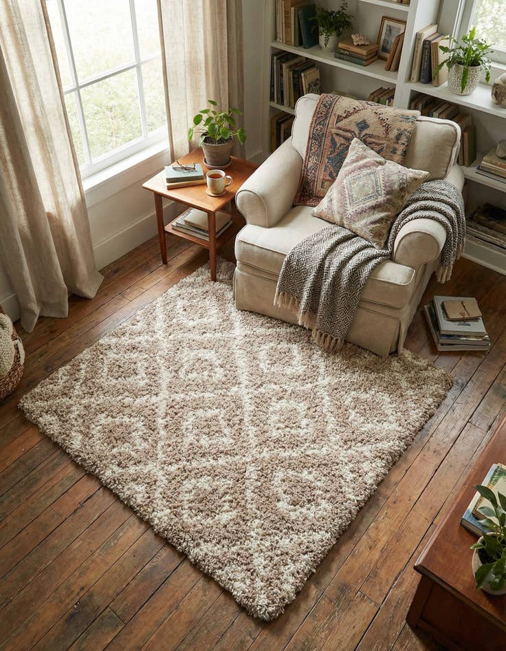 Detail image of  3' 3 x 3' 3 Lattice Shag Square Rug