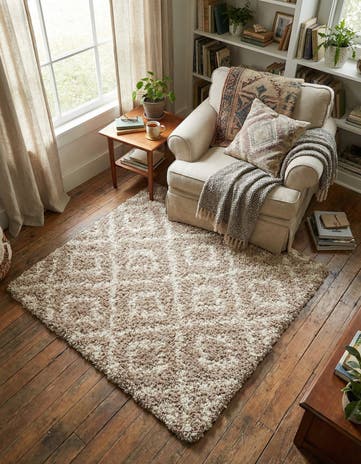 3' 3 x 3' 3 Lattice Shag Square Rug