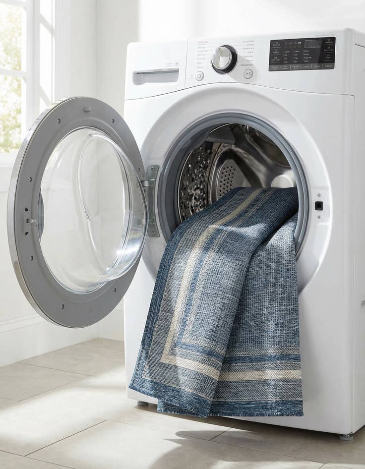 Detail image of 5' 3 x 8'  Washable Border Indoor / Outdoor Rug