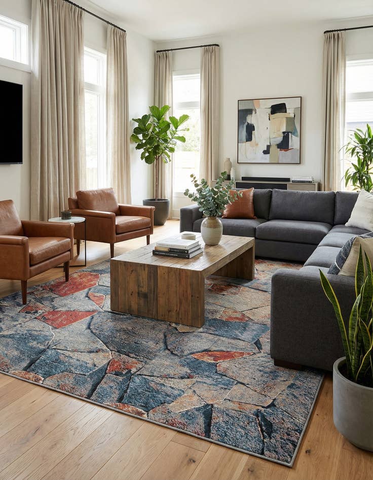 Detail image of 9' x 12'  Washable Modern Indoor / Outdoor Rug