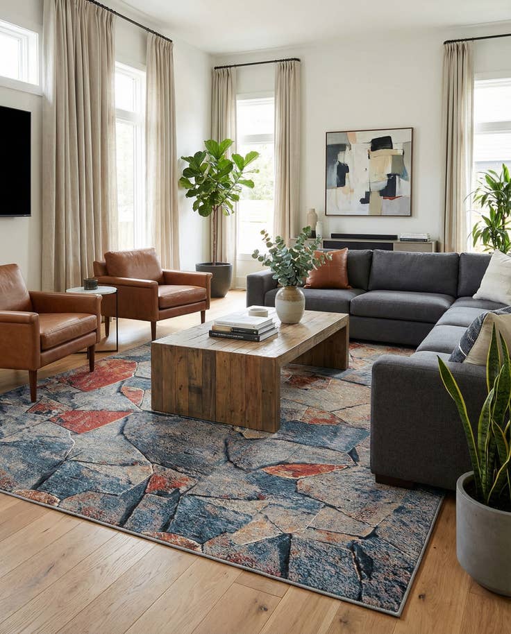 Detail image of 9' x 12' Easy-Clean Modern Indoor / Outdoor Rug
