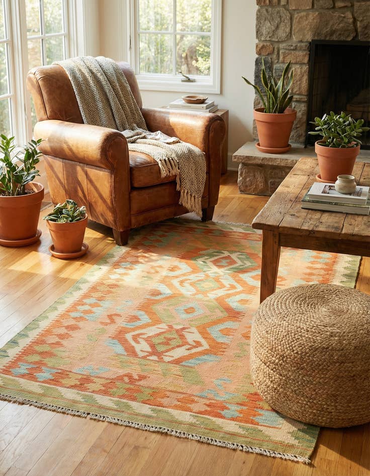 Detail image of 3' x 5'  Hand Woven Kilim Waziri Wool Rug