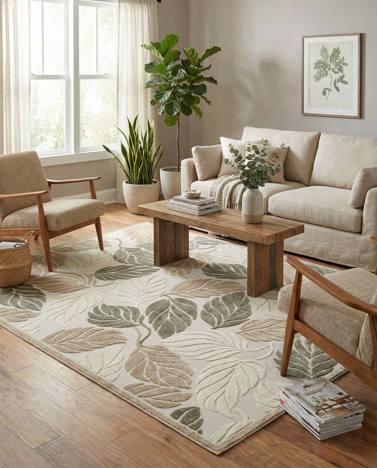 Detail image of 9' x 12' 2 Easy-Clean Botanical Indoor / Outdoor Rug