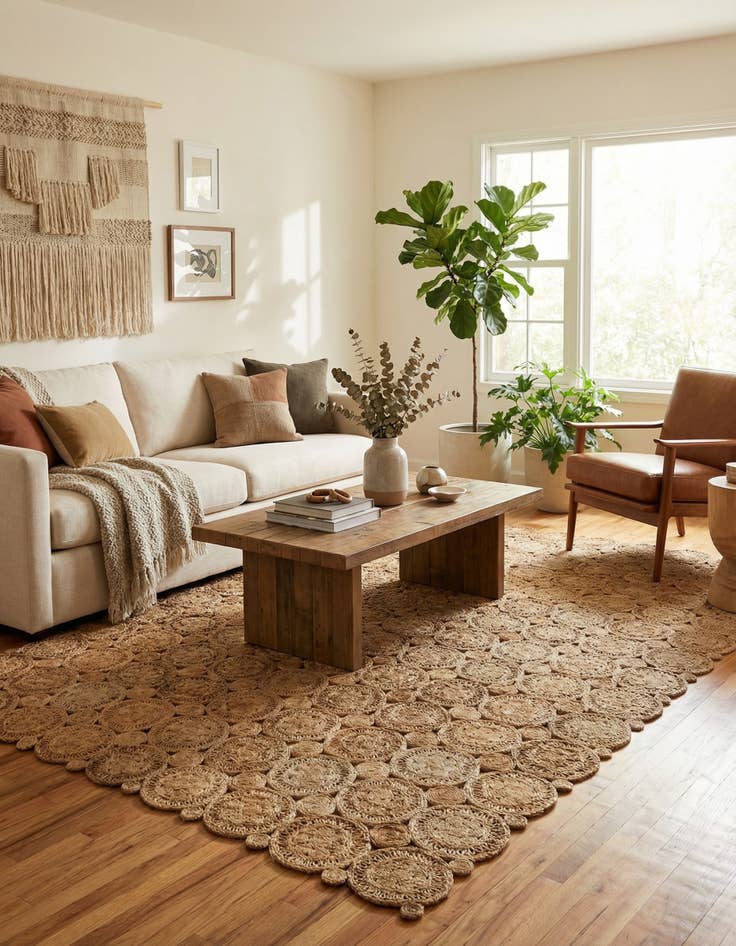 Detail image of 10' x 14' 1  Hand Braided Jute Rug