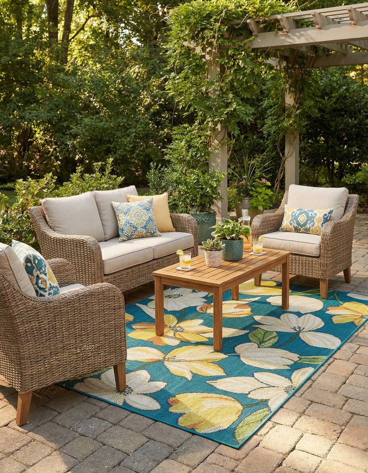 Detail image of 5' 3 x 8'  Washable Baja Indoor / Outdoor Rug