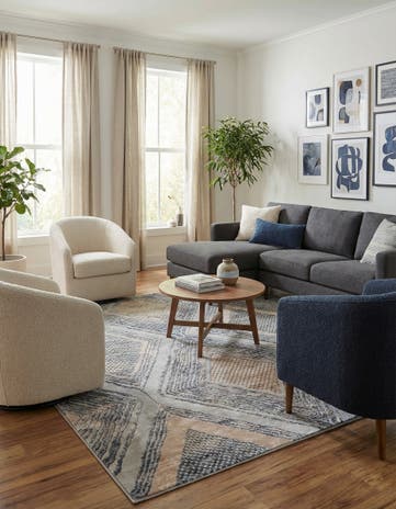 Gray Cream Caspian Square Rug