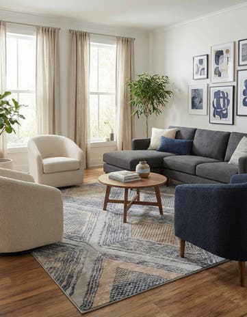 Gray Cream Caspian Square Rug