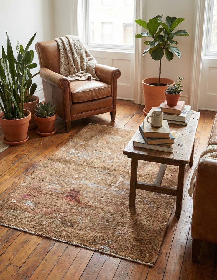 Detail image of 2' 7 x 4' 2  Hand Knotted Ultra Vintage Persian Wool Rug