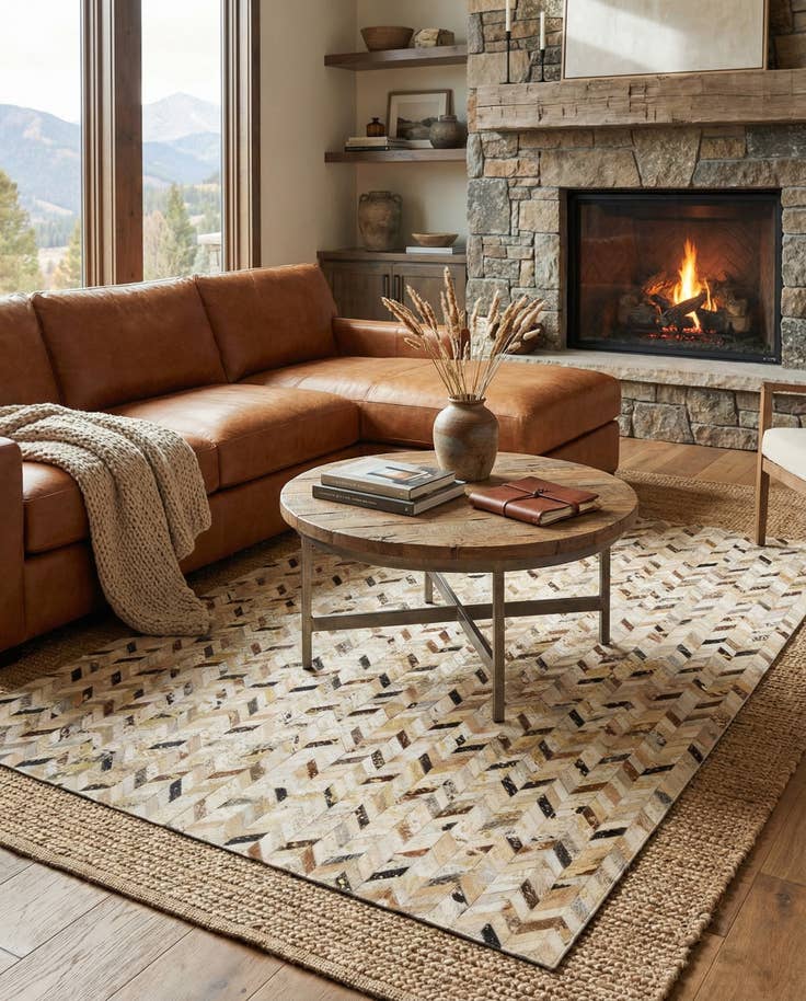 Detail image of 5' 2 x 7' 11 Cowhide - Patchwork Rug