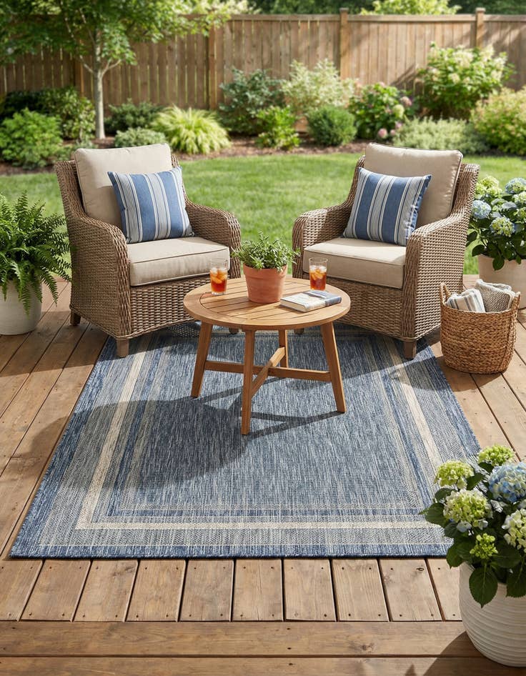 Detail image of 4' x 6'  Washable Border Indoor / Outdoor Rug