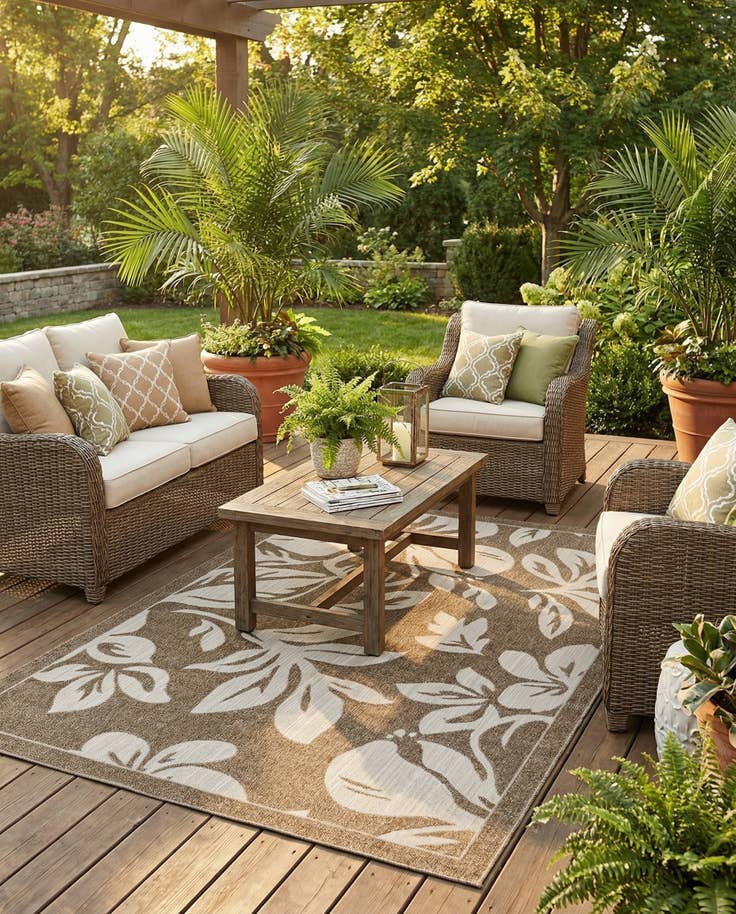 Detail image of 6' x 9' Easy-Clean Botanical Indoor / Outdoor Rug