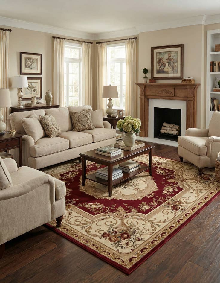 Detail image of 10' x 10' Classic Aubusson Square Rug