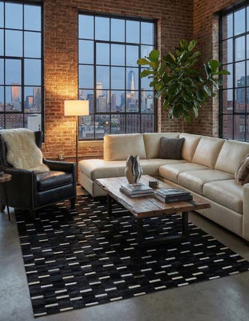 5' x 8' Cowhide Leather Rug