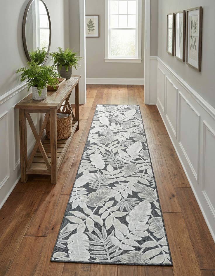 Detail image of 2' 7 x 12'  Washable Botanical Indoor / Outdoor Runner Rug