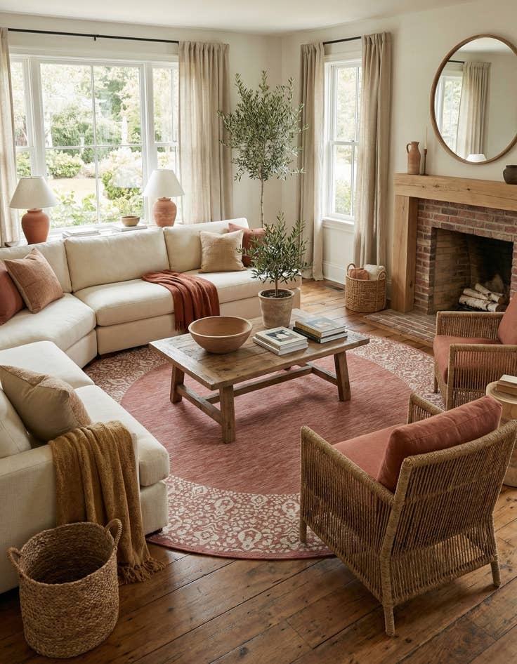 Detail image of  10' 8 x 10' 8  Washable Border Indoor / Outdoor Round Rug