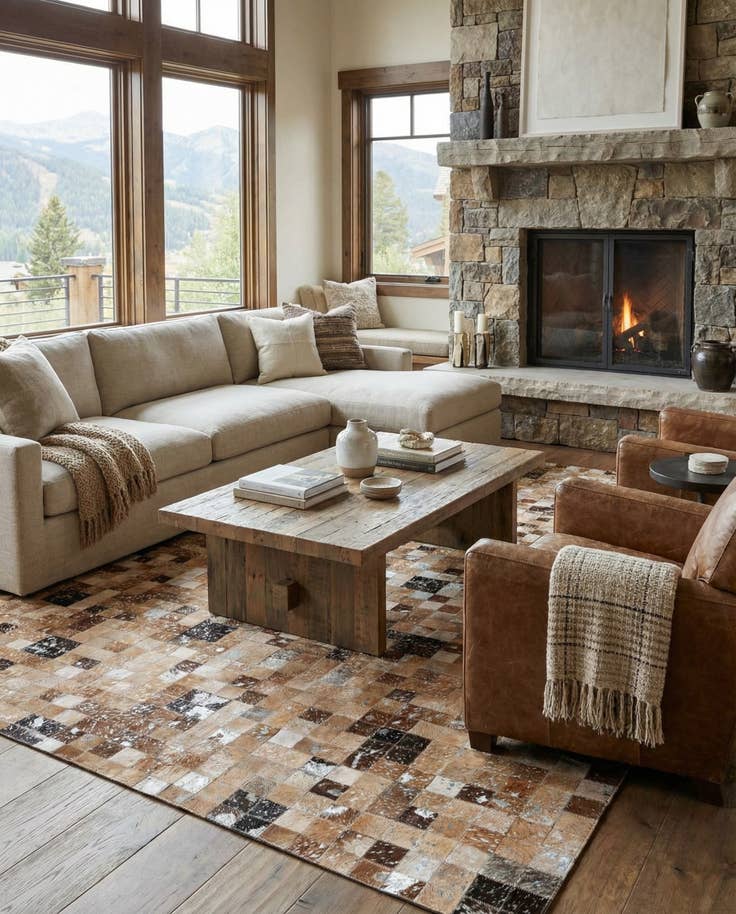 Detail image of 5' 2 x 7' 6 Cowhide Stocks Rug